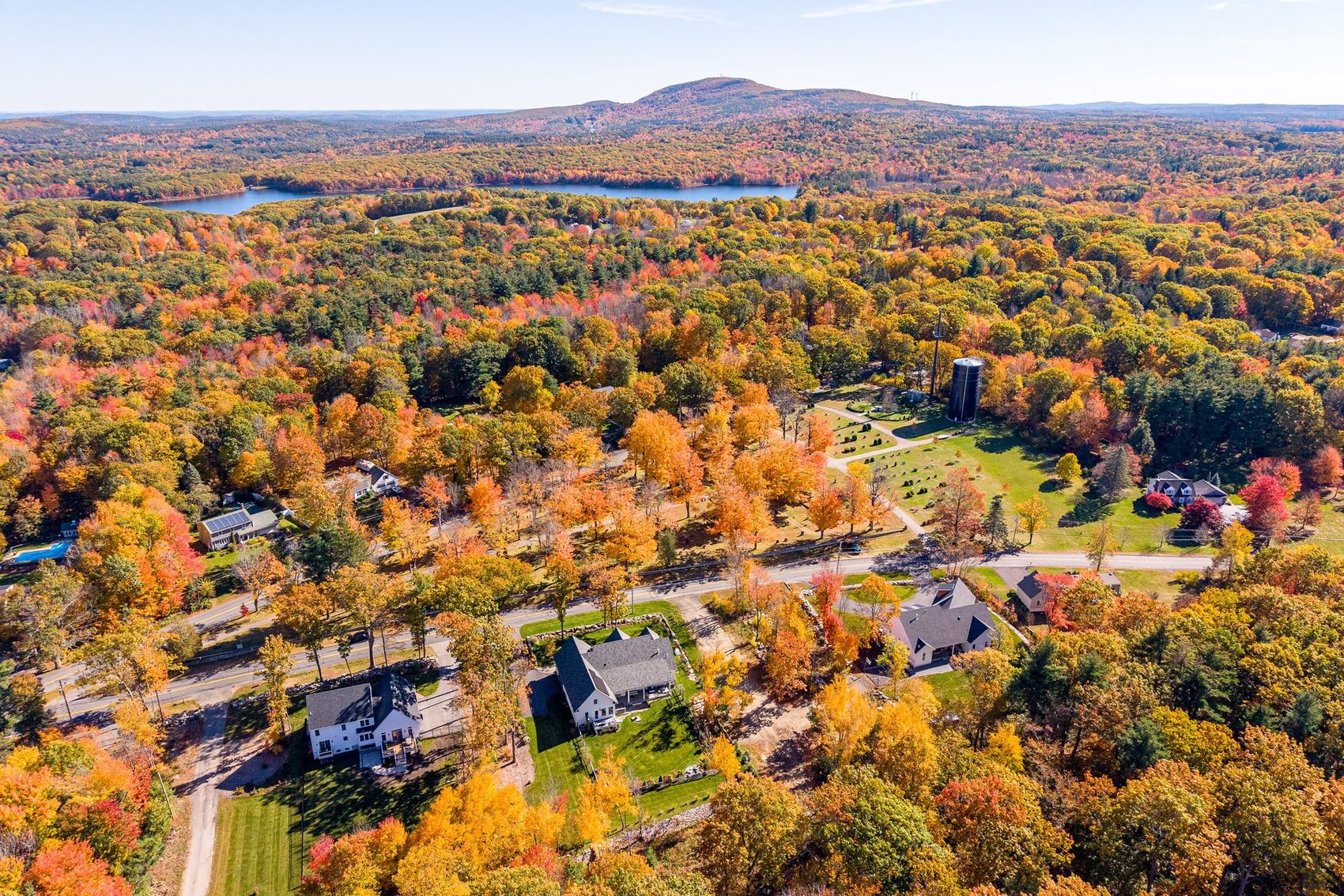 Aerial view toward Mount Wachusett